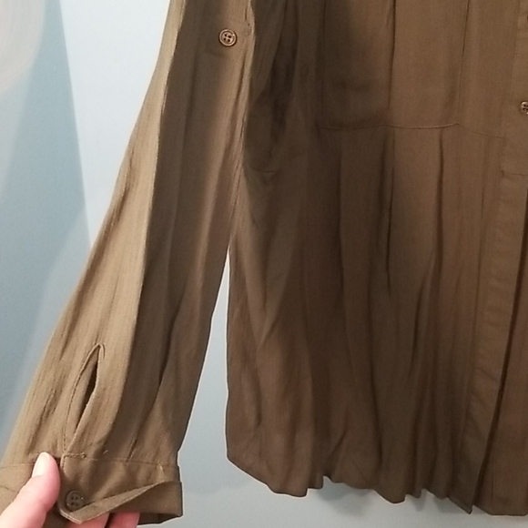 Green long sleeve button up shirt 1X NWT - Picture 7 of 12